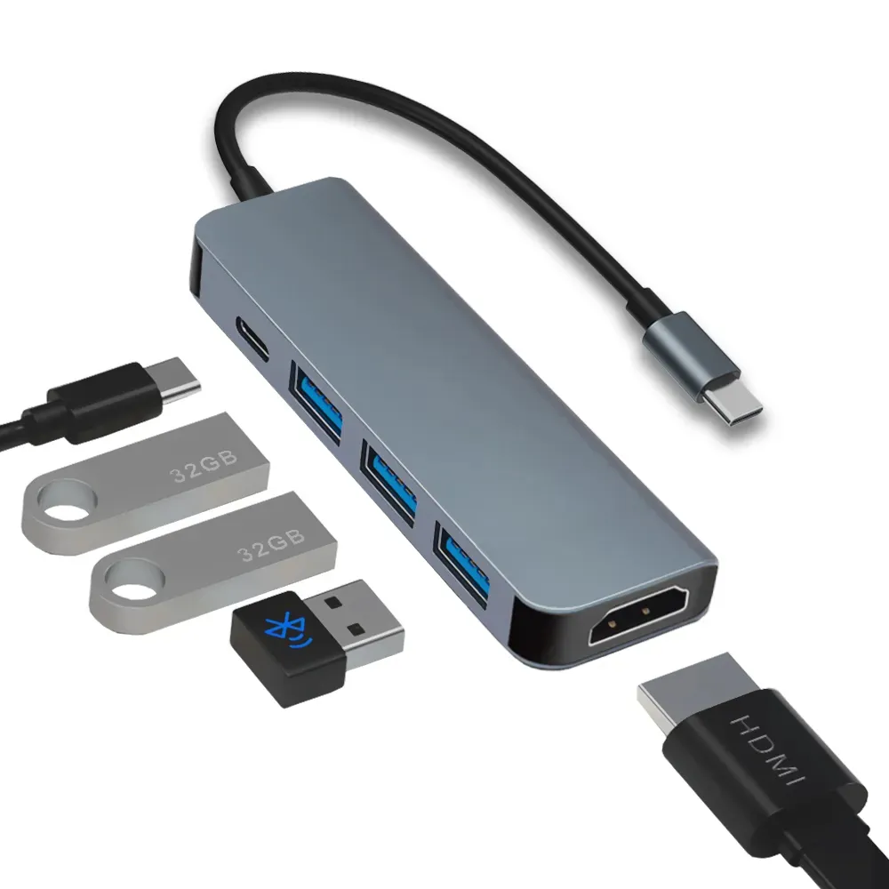 【ZA喆安】5合1 USB Type-C HUB轉接集線器(支援Type-C HDMI投影/PD快速充電/3.2 Gen1資料傳輸)