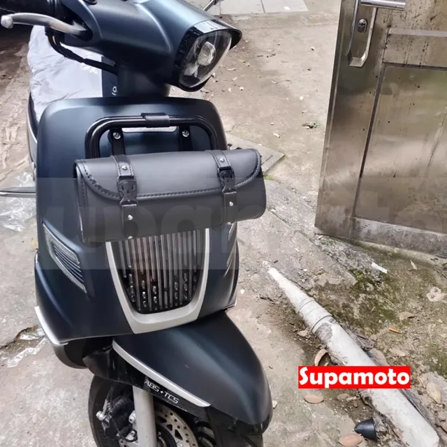 【Supamoto】MG83―長筒雙皮帶車頭包 (皮革圓筒包/復古檔車改裝/側包/側箱/車尾包/加掛包包)