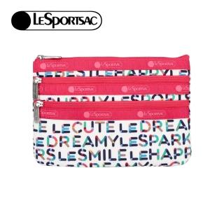 【Lesportsac】三層拉鍊收納化妝包 送禮 禮物(趣味字母)