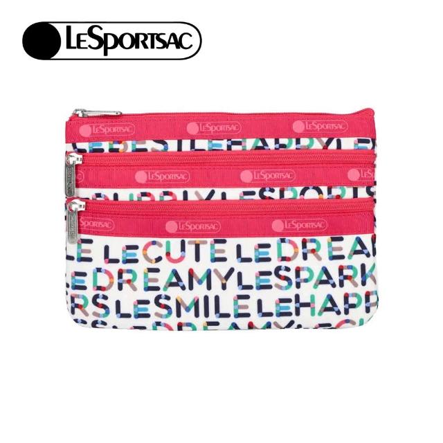 【Lesportsac】三層拉鍊收納化妝包 母親節 送禮 禮物(趣味字母)