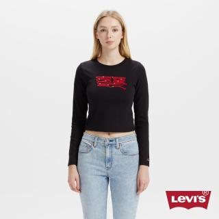 【LEVIS】女款 長袖Tee 特殊LOGO設計 短版T 上衣 熱賣單品 0035U-0001