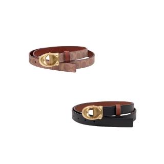 【COACH】專櫃款 25mm金屬立體C LOGO雙面兩用皮帶(多色可選)