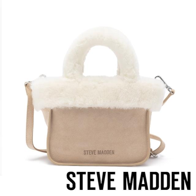 【steve madden】TWWINNIE 毛毛拼接手提斜背包(米色)