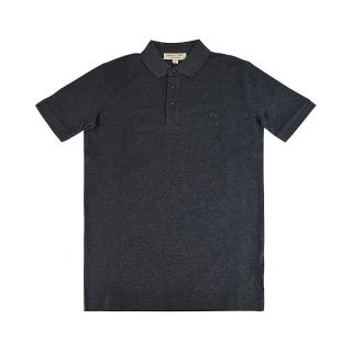 【BURBERRY 巴寶莉】BURBERRY LOGO純棉內格紋POLO衫(男款/深灰)