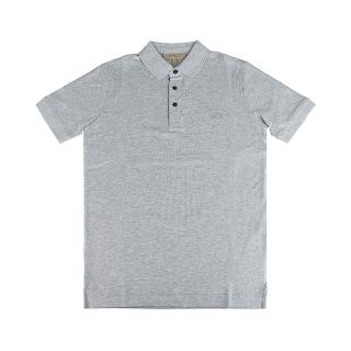【BURBERRY 巴寶莉】BURBERRY LOGO純棉內格紋POLO衫(男款/淺灰)