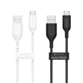 【mophie】essentials USB-A to USB-C 編織數據線(1M 黑/白)