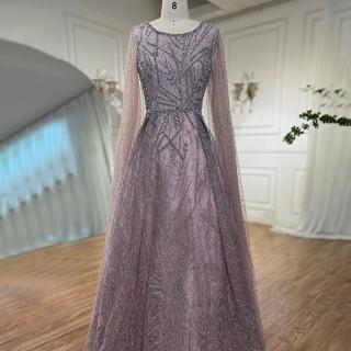 【女神婚紗禮服】極致優雅幾何雕花細鑽飛飛袖A字魚尾晚禮服LA72153粉紅色(授獎晚宴主持人 拉鍊款晚禮服)