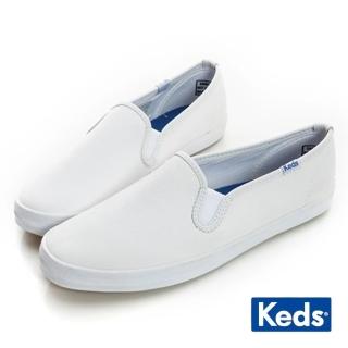 【Keds】CHAMPION SLIP ON 經典皮革休閒小白鞋-白(9191W110018 WH48600)