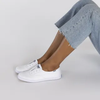 【Keds】CHILLAX 經典水洗斜紋休閒懶人小白鞋-白(懶人鞋 9191W130032)
