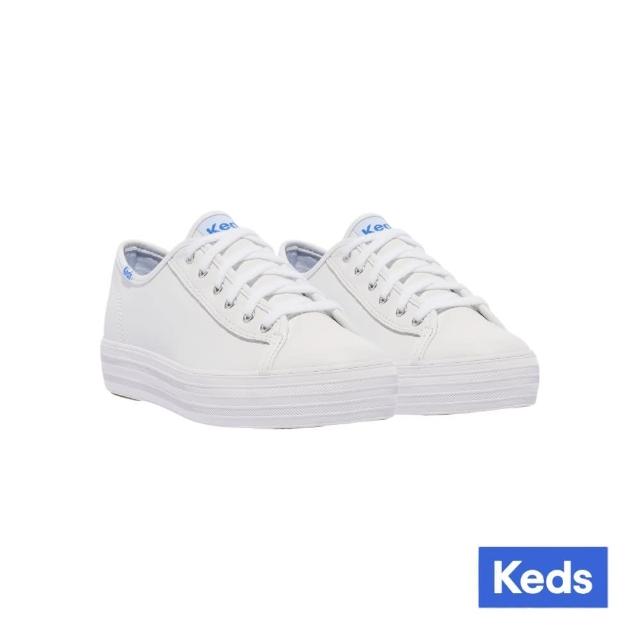 【Keds】TRIPLE KICK 時尚皮革厚底休閒小白鞋(9191W132224)