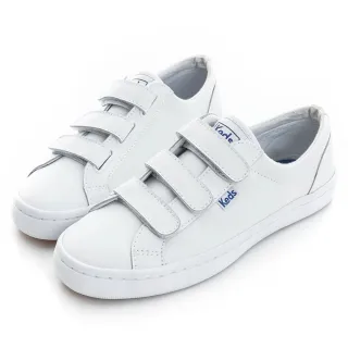 【Keds】TIEBREAK 時尚皮革魔鬼氈休閒小白鞋-白(9191W132211)