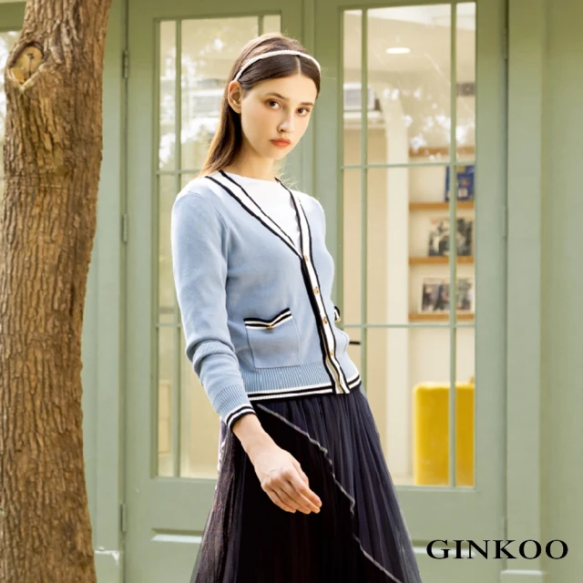 GINKOO 俊克GINKOO 俊克 拼布圓領長袖上衣