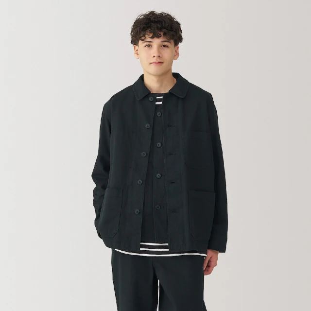 MUJI 無印良品 男吉貝木棉混丹寧寬版褲(暗藍)好評推薦