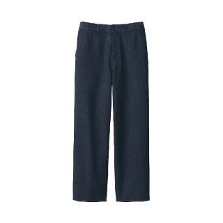 【MUJI 無印良品】男吉貝木棉混丹寧寬版褲(暗藍)