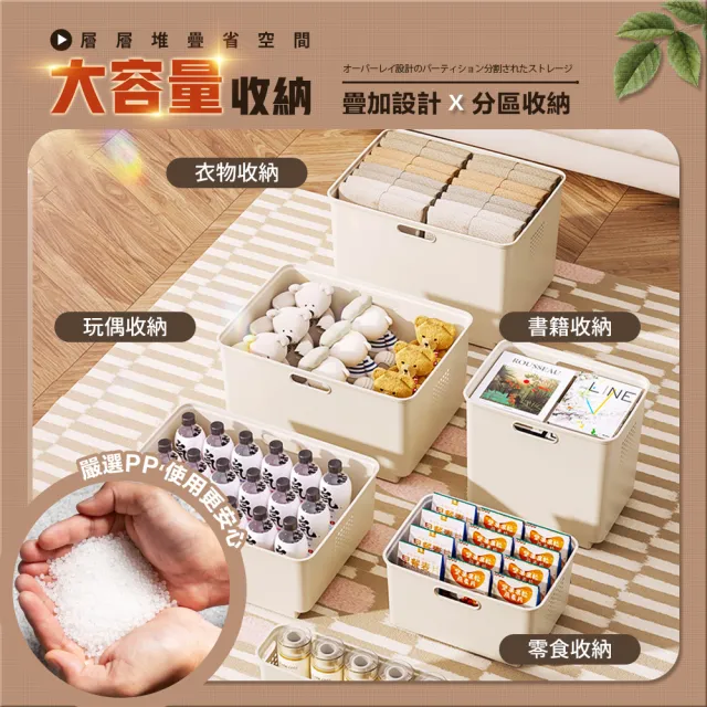 【FL 生活+】方案10-三入組-加厚可疊加防塵附輪收納盒(透氣孔/附輪/提把/堆疊｜S*2+L*1)