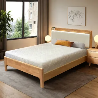 【IHouse】奶油韓風實木 單大3.5尺床組 2件組(909B床台+天絲床墊)