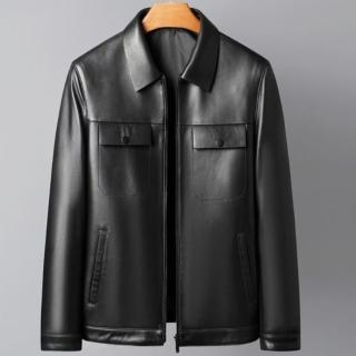 【米蘭精品】現貨+預購 真皮皮衣外套(頭層綿羊皮翻領休閒商務男外套黑色74ja3)