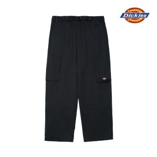 【Dickies】男款黑色附調節式腰帶兩側拉鍊口袋設計寬鬆長褲｜DK0A4Z37BLK