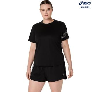 【asics 亞瑟士】ICON 短袖上衣 女款 海外版型 跑步上衣(2012D177-001)