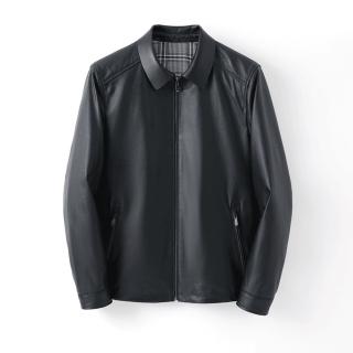 【米蘭精品】現貨+預購 真皮皮衣外套(頭層小黃牛皮休閒時尚翻領商務夾克男外套黑色74ja68)