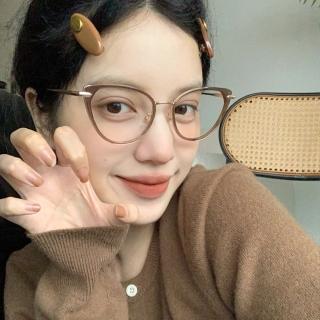 【LEESA】多邊形鏡框\細框眼鏡\氣質眼鏡\貓眼眼鏡\素顏眼鏡\ins眼鏡\無度數眼鏡\顯小臉\鏡框\眼鏡