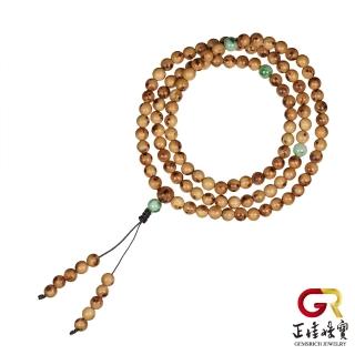 【正佳珠寶】崖柏 頂級瘤疤 6mm 飄綠A貨翡翠 108顆轉運珠 瘤疤崖柏念珠佛珠｜日本彈力繩