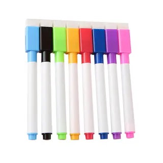 【QIDINA】4組32入-磁吸8隻可擦拭八色白板筆-A款(彩色筆 兒童畫板 文具畫筆 擦擦筆)