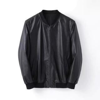 【米蘭精品】現貨+預購 真皮皮衣外套(頭層小黃牛皮休閒時尚棒球夾克男外套黑色74ja67)
