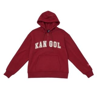 【KANGOL】帽T 紅 復古 半開襟 連帽T 中性(6455105140)