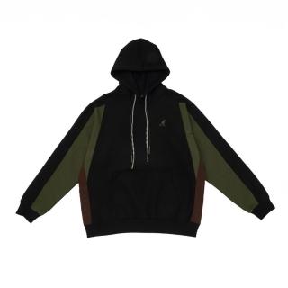 【KANGOL】帽T 黑 拚色 學院 連帽T 中性(6455105020)