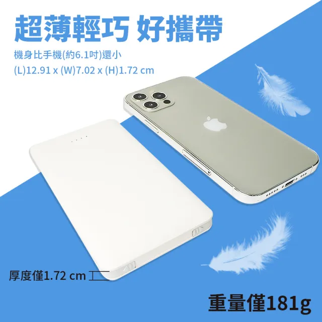 【PacezRainbow】10000mAh自帶線行動電源(自帶雙線Lightning及Type-C 充電線)