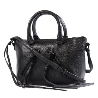 【Rebecca minkoff】Micro Moto真皮荔枝紋手提/斜背二用包-黑色