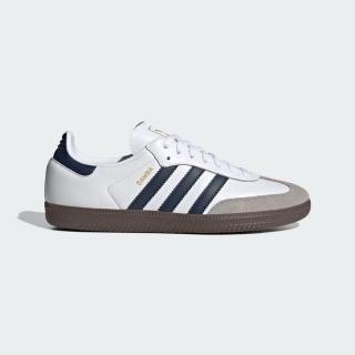 【adidas 愛迪達】Samba OG 男女 運動休閒鞋 德訓鞋 復古 三葉草 膠底 穿搭 白 深藍(JH8795)