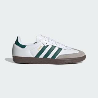 【adidas 愛迪達】Samba OG 男女 運動休閒鞋 德訓鞋 復古 三葉草 膠底 穿搭 白 綠(JH8797)
