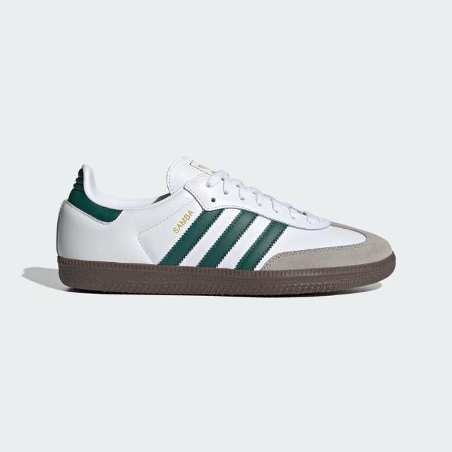 【adidas 愛迪達】Samba OG 男女 運動休閒鞋 德訓鞋 復古 三葉草 膠底 穿搭 白 綠(JH8797)