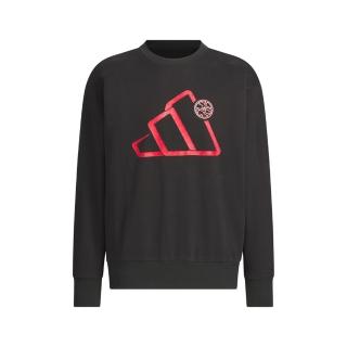 【adidas 愛迪達】CM DK Crew 男款 黑色 寬鬆 圓領 棉質 運動 休閒 長袖 JM1002