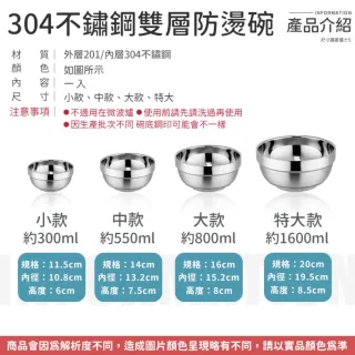 【愛Phone】304不鏽鋼雙層防燙碗『特大款』(不鏽鋼防燙碗/防燙碗/碗/兒童防摔碗/隔熱碗/不鏽鋼)