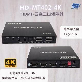 【CHANG YUN 昌運】HD-MT402-4K 4K HDMI四進二出矩陣器 可將2路HDMI輸出顯示同一或不同的高畫質影像