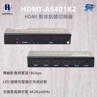 【CHANG YUN 昌運】HANWELL HDMI 影音訊號切換器 HDMI-AS401K2 輸出解析度4K2K@60Hz