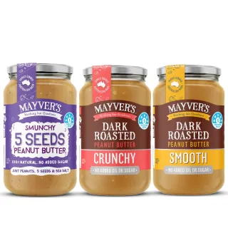 【Mayvers】澳洲香烤無糖花生醬(口味任選一375g/罐)