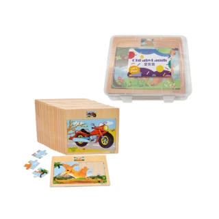 【OhBabyLaugh】寶寶十二片拼圖8件套裝禮盒組(木製拼圖/寶寶拼圖)