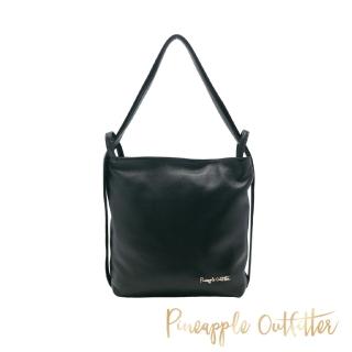 【Pineapple Outfitter】質感真皮LOGO肩背兩用包(黑色)