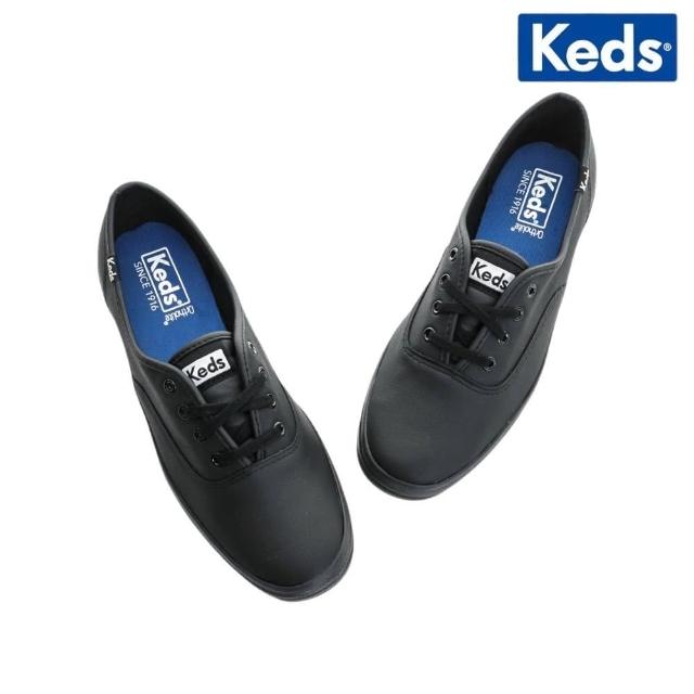 【Keds】CHAMPION 品牌經典皮革休閒鞋-黑(9213W110016)