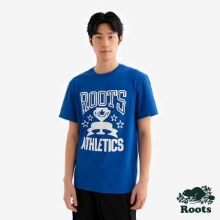【Roots】Roots 男裝-ATHLETIC REMIX 短袖上衣(石英藍)