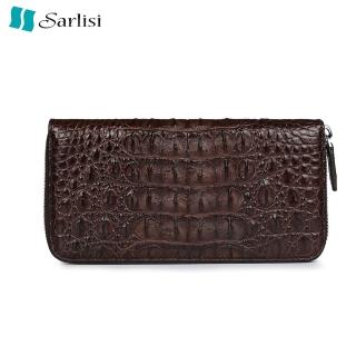 【Sarlisi】夏麗絲真皮背骨鱷魚皮夾錢包羊皮裡手拿包男士多卡位拉鏈錢夾