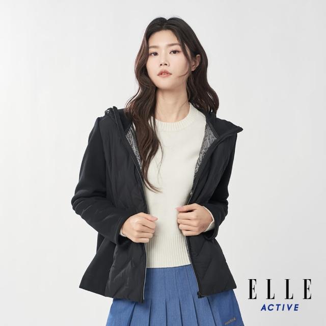 【ELLE ACTIVE】女款 機能保暖羽絨連帽外套-黑色(EA24A2W6702#99)