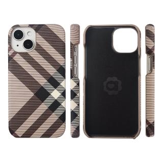 【Aguchi 亞古奇】iPhone 14/14 Pro/14 Plus/14 Pro Max 英倫格紋氣質背蓋手機殼/保護殼-棕色 獨家限量發行