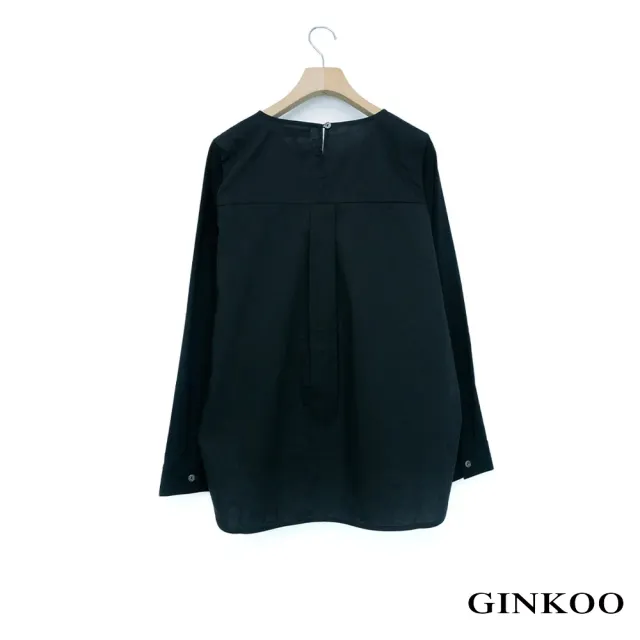 【GINKOO 俊克】拼布圓領長袖上衣