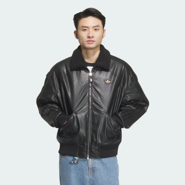 adidas 愛迪達 外套 男 運動外套 皮外套 CNY新年 LNY PLEATHER J 黑 JL8372