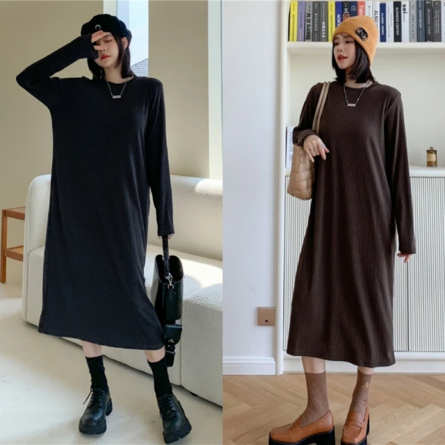 米蘭精品 洋裝長袖連身裙(氣質淑女絲絨拼接打底魚尾女裙子74